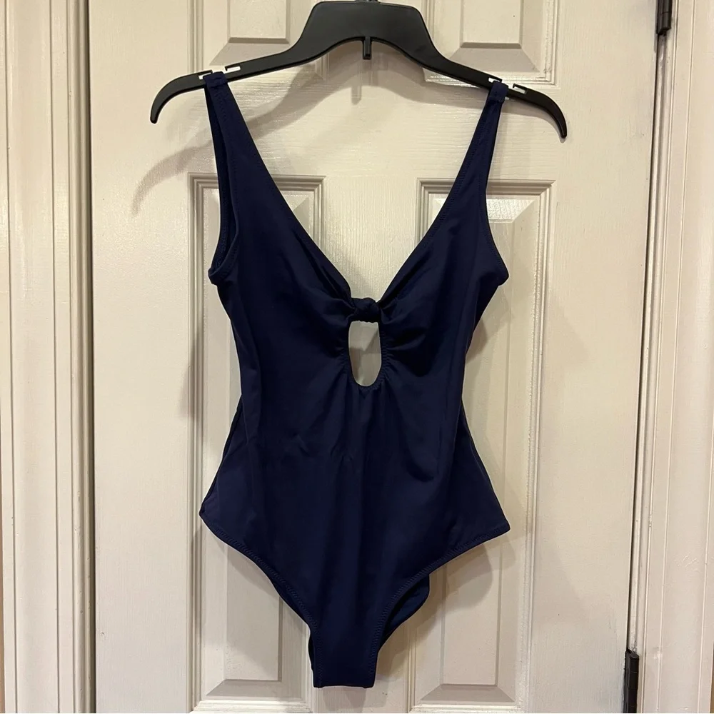 Eberjey So Solid Calysta One Piece Swimsuit Cut Out Navy Size Small